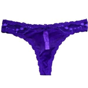 Victoria’s Secret Dream Angels Shine Mesh lace trim Thong Panty purple Small